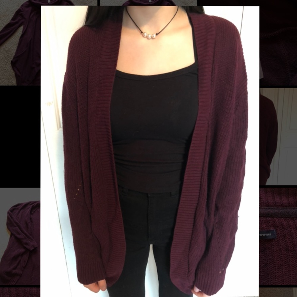 American Eagle Outfitters long maroon cardigan